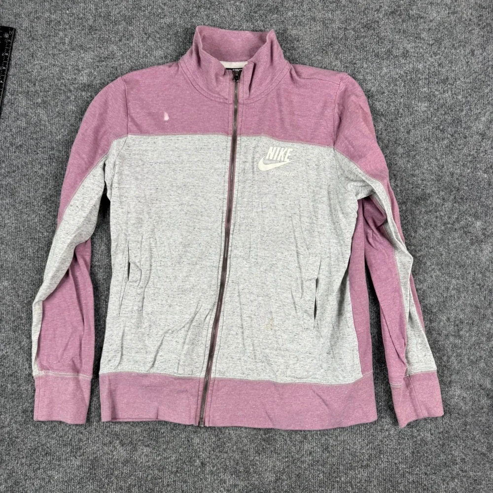 Nike Jacket Womens Size XL Pink Grey Colorblock Full Zip Sportswear Track Jacket